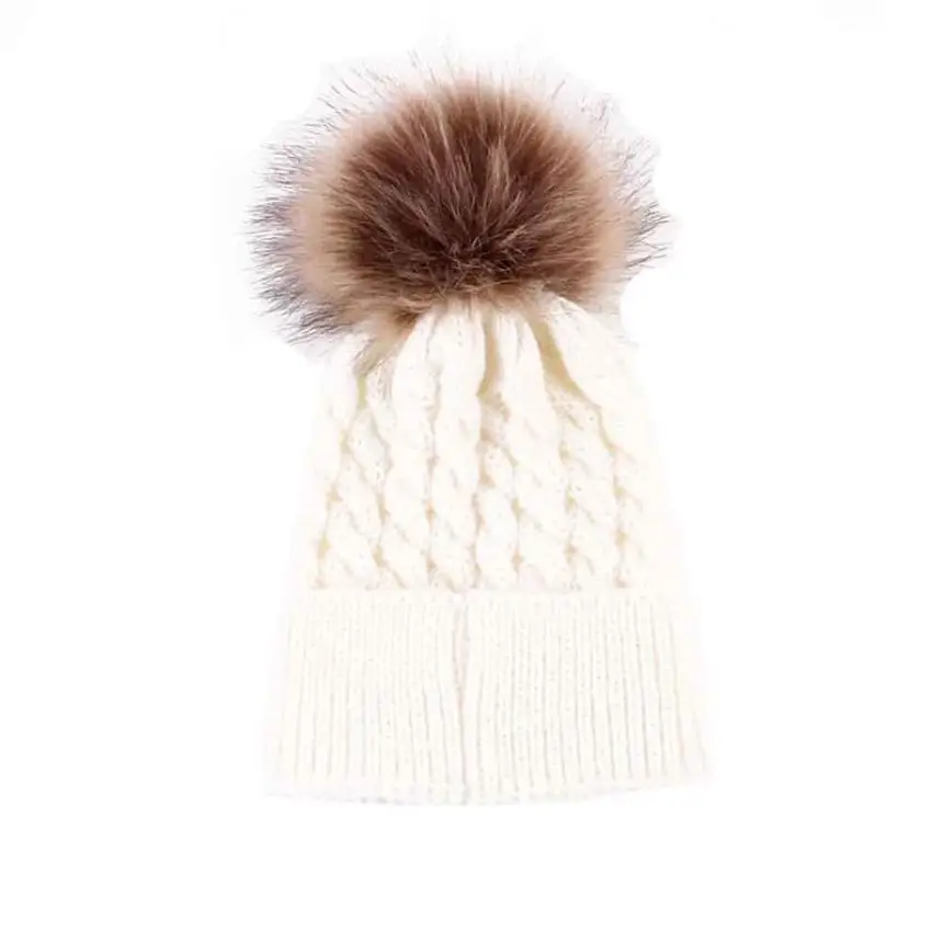Белый Newborn Cute Baby Boys Girls Winter Keep Warn Hat Kids Baby Hats Knitted Wool Hemming Hat Fit for 0-36 Months Baby drop shipping - Цвет: Белый
