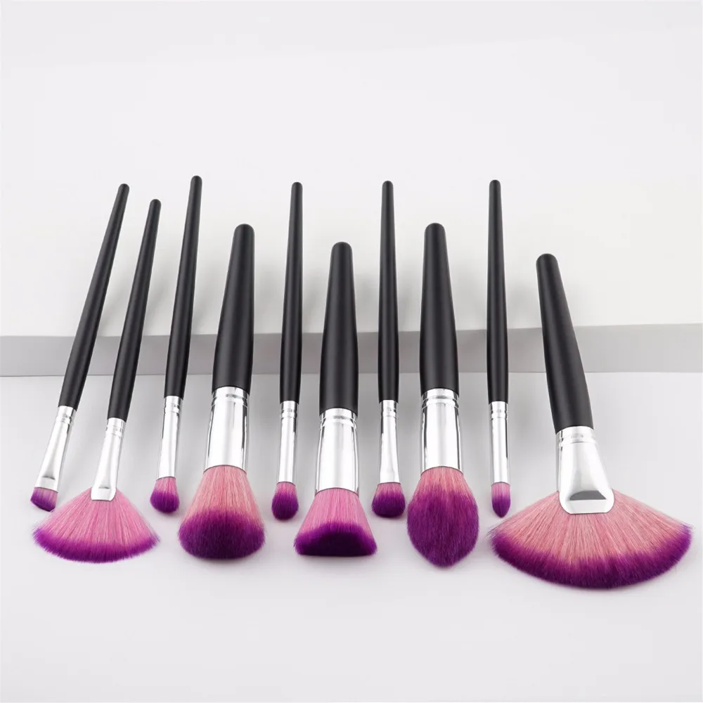 Новые 10 шт. черный набор кистей для макияжа пудра Eye Shadow Blush blending Косметика Красота