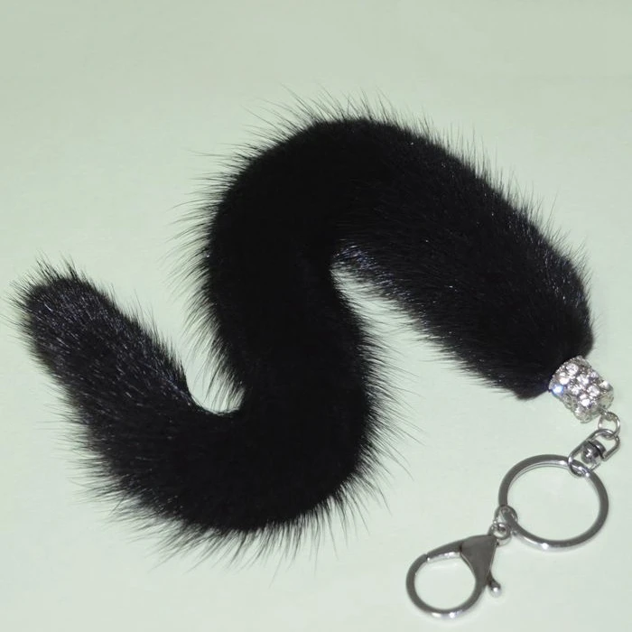 Real Genuine Mink fur tail keychain key ring hair mobile phone bag hanging Fluffy Key Chains Handbag bags car chains | Украшения и