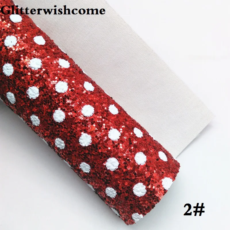 Glitterwishcome 21X29 см A4 размер винил для бантов Печатный горошек массивный блеск кожа ткань винил для бантов, GM192A