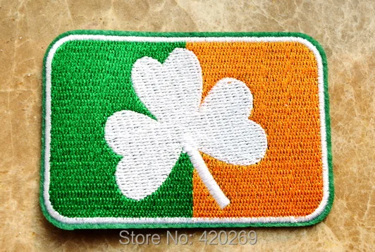 

120x "LUCKY IRISH" SHAMROCK CLOVER, ST. PATRICK'S NATIONAL SYMBOL FLAG Iron On Patches, sew on patch,Appliques ,100% Quality