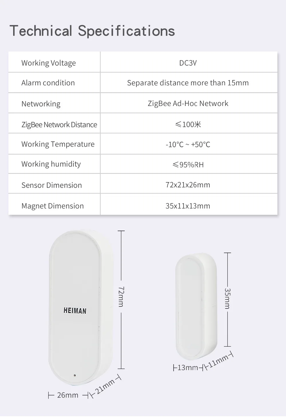 HEIMAN умный датчик окна двери Интеллектуальная домовая сигнализация с ZigBee беспроводное соединение с батареей