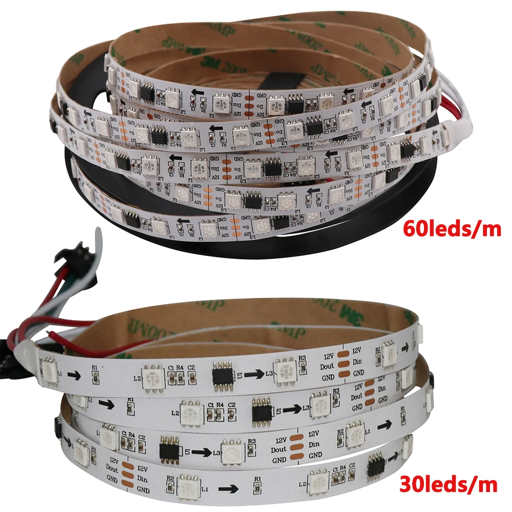 Лучшая цена 1 м 5 Адресуемая WS2811 5050 полноцветная RGB светодиодная Пиксельная полоса
