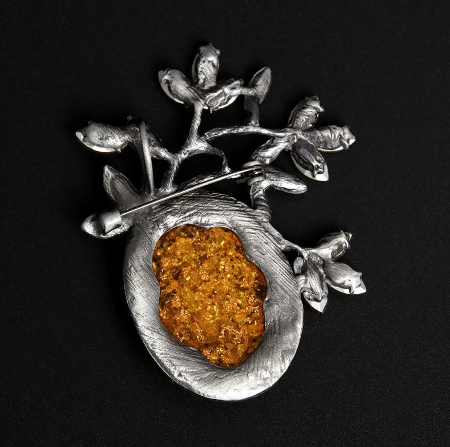 Resin Glass Crystal Tree Brooch Branch Safety Pin Women Girl Scarf Clip Sweater Dress Suit Pendant Jewelry | Украшения и