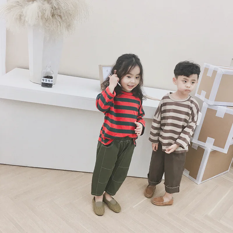 

2019 Spring New Baby Girl Clothes Children Cotton Striped T Shirt for Boys Clothes Toddler Casual Long Sleeve Tee Shirt Outwear