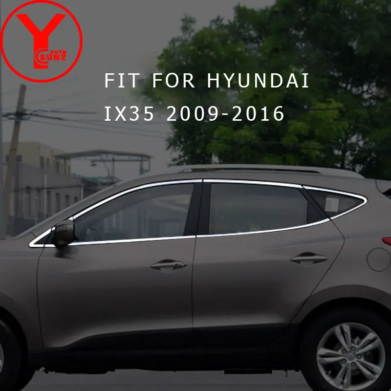 Stainless Steel 16 2009- накладки на окна автомобиля из нержавеющей стали для hyundai ix35 аксессуары наклейки для hyundai ix35 2010 2013 YCSUNZ - Цвет: Stainless Steel 16