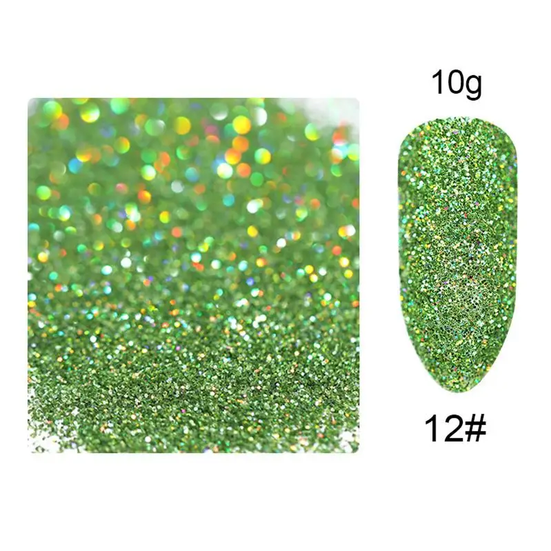 10g-color012 10 г/пакет голографическая Лазерная пудра для ногтей Блеск для дизайна ногтей 5 г мерцающий хромированный пигмент для ногтей пыль DIY дизайн для дизайна ногтей для гель-лака - Цвет: 10g-color012