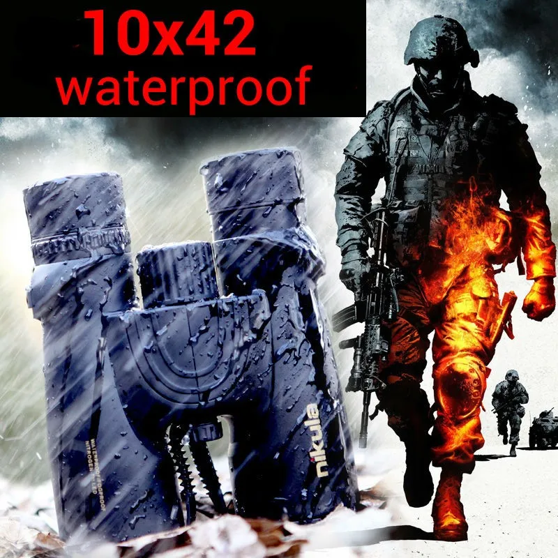 Nikula 10X42 бинокль профессиональный азотный водонепроницаемый телескоп мощный Bak4 ночное видение охотничий прицел военный компактный
