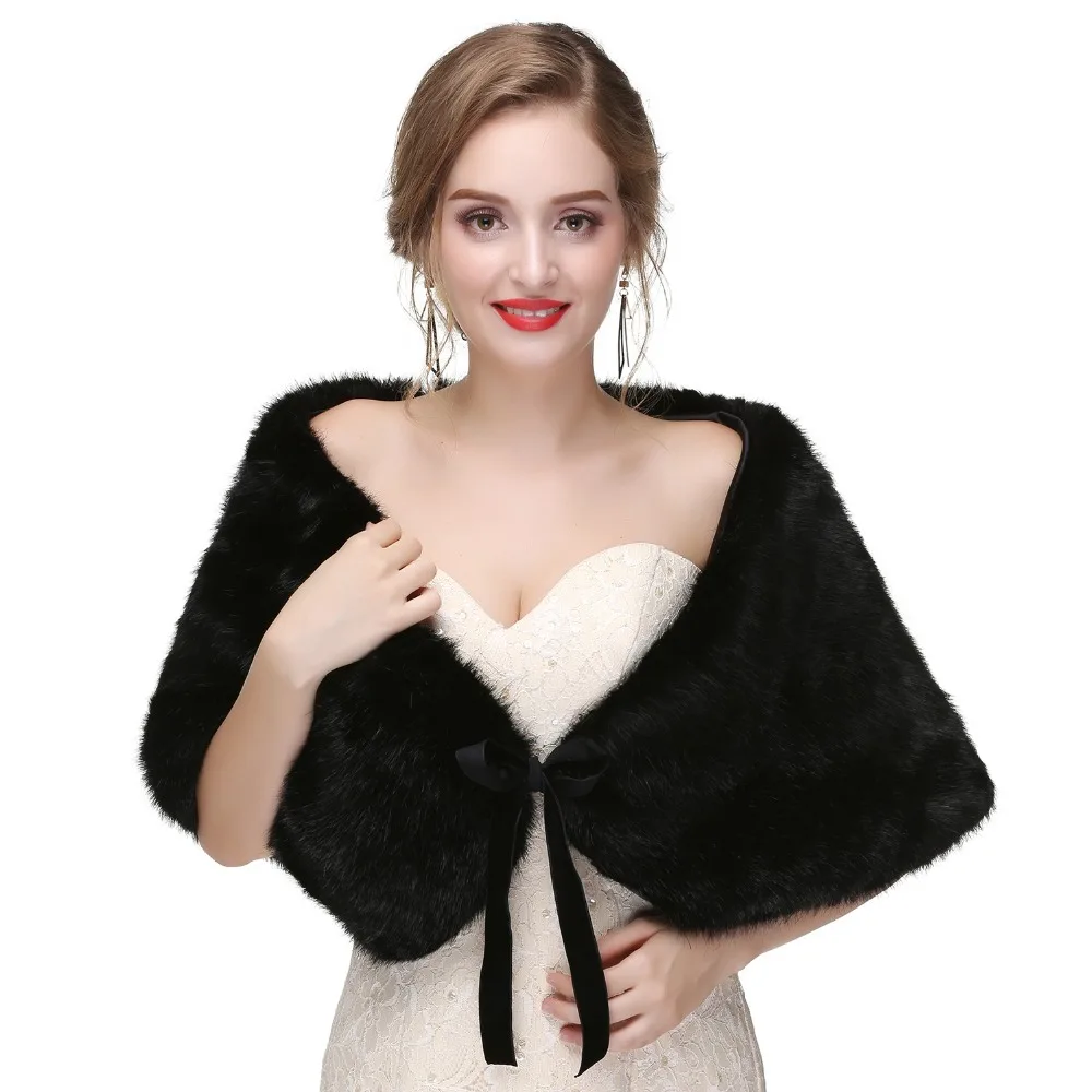 

Black Real Fox Fur Bridal Wraps For Cape Winter Wedding 2018 New Fur Bridesmaids Black Fur Shawl For Wedding Shawl