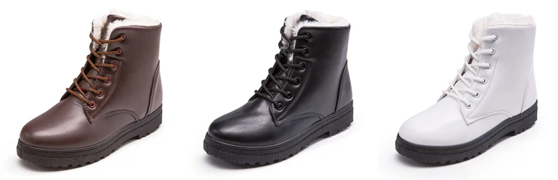 BeckyWalk Women Shoes Snow Boots Anti-slip Waterproof Martin Boots Women Warm Plush Winter Shoes Woman Large Size 35-44 WSH3022