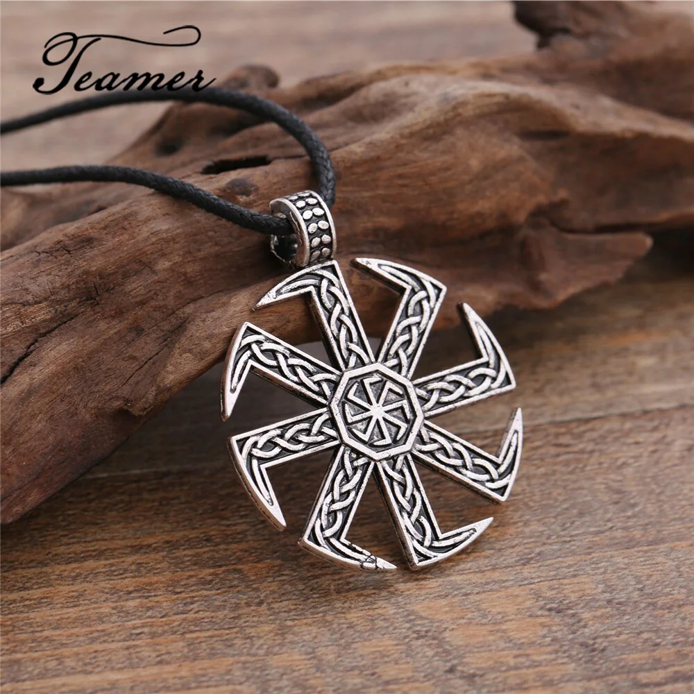 Мужское винтажное ожерелье с кулоном Teamer амулет серебряного цвета символом