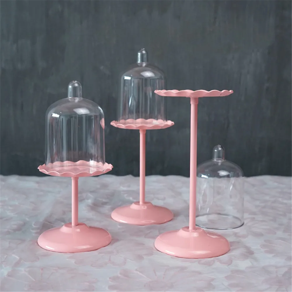 Поднос металлический высокий в скандинавском стиле с крышкой из поликарбоната