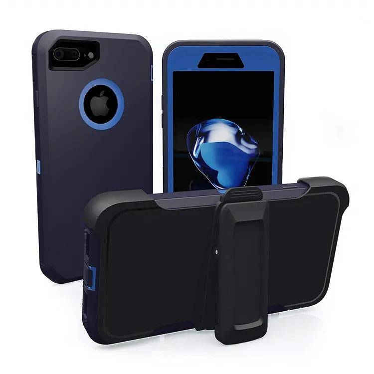 navy blue blue 3 в 1 Броня серии ударопрочный Аква кобура защитный ремень клип чехол для Apple iPhone 6 6s 7 8 plus X XR XS MAX чехол для телефона - Цвет: navy blue blue