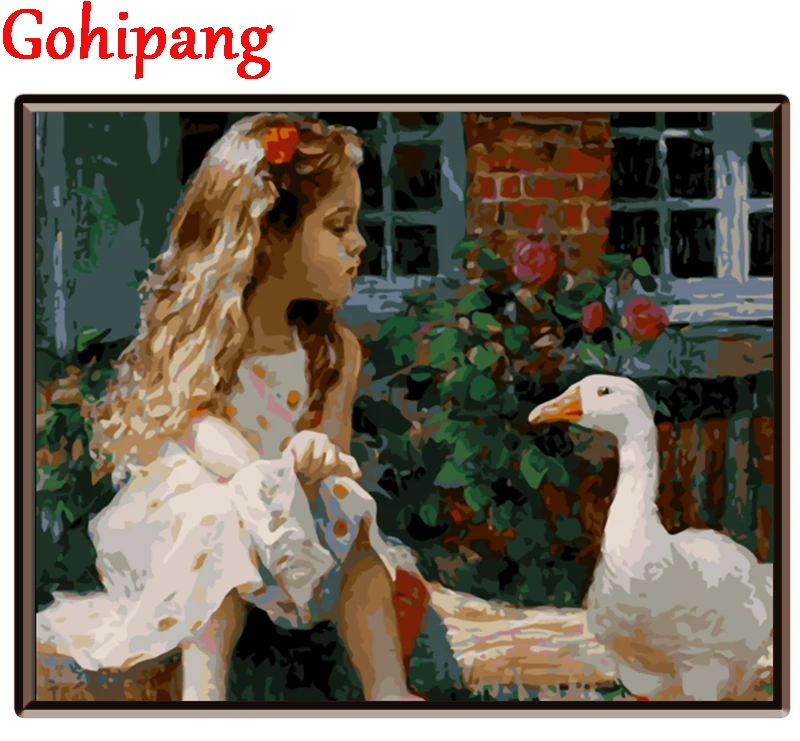 Фотография Девушка с уткой живописи по номерам украшения фотографии ручная