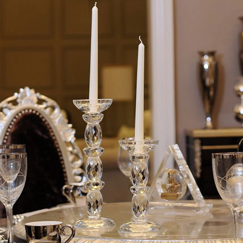 Europe Crystal Glass Candle Holders Stick Column Candelabra Christmas Candlestick Crafts Wedding Home Decoration Accessories | Дом и сад