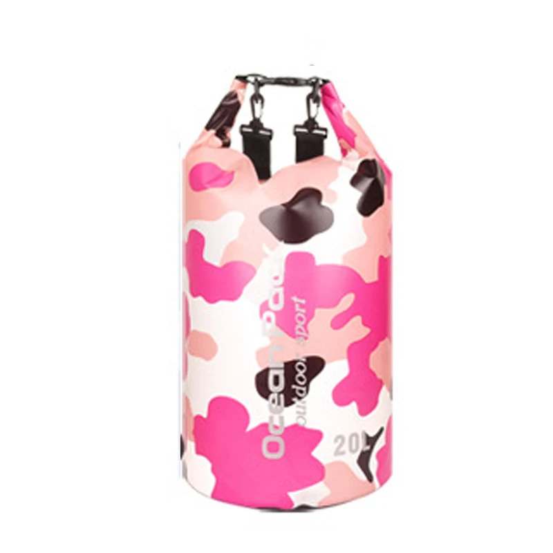 20L Pink 5L/10L/15L/20L/30LWaterproof сумки хранения сухой мешок камуфляж рюкзак для каноэ Байдарка Рафтинг Спорт на открытом воздухе сумки для плавания - Цвет: 20L Pink