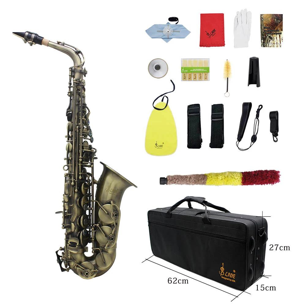 

High Grade Antique Finish Bend Eb E-flat Alto Saxophone Sax Abalone Shell Key Carve Pattern saxophone Eb Alto Saxophone