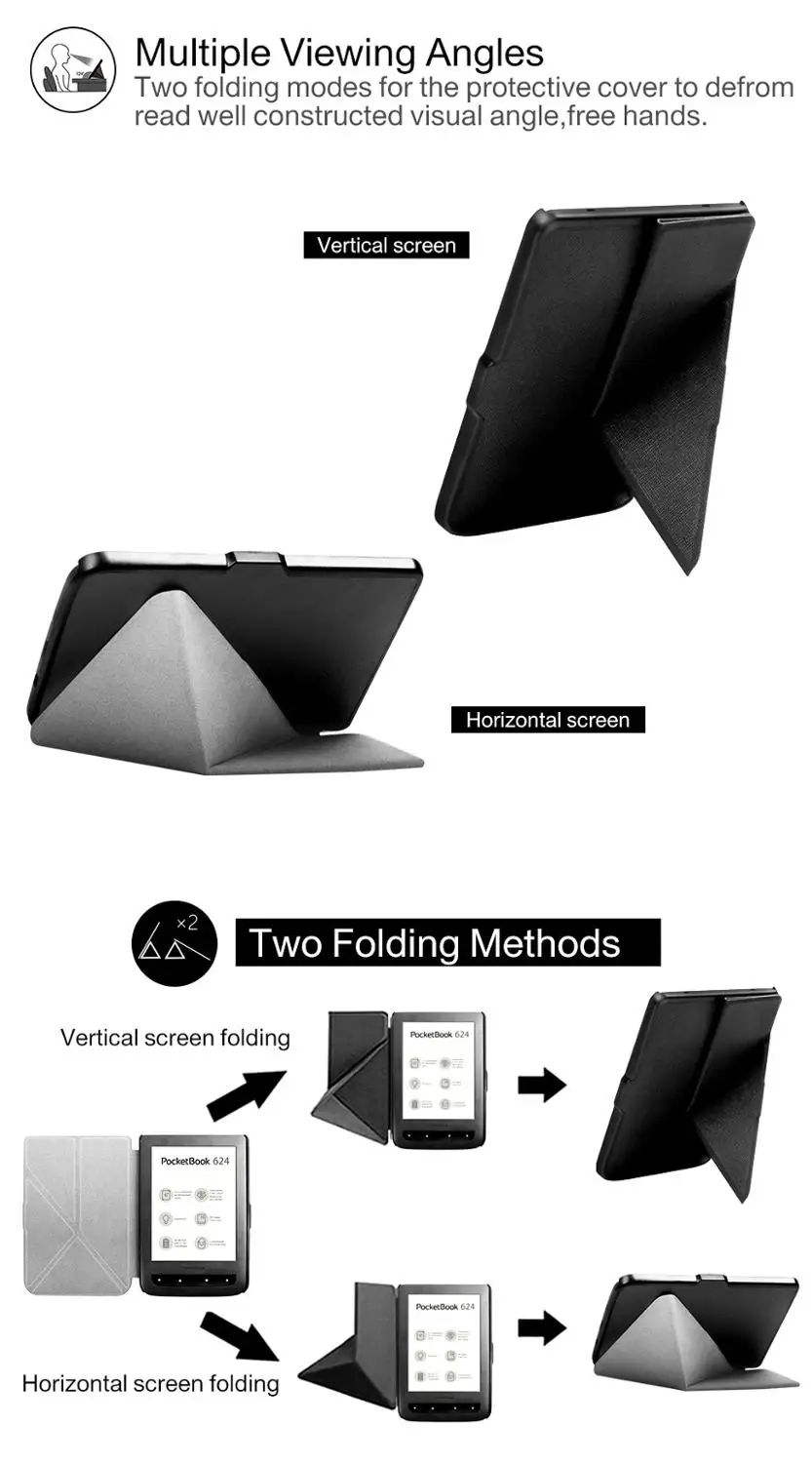 Чехол-подставка из искусственной кожи для Pocketbook touch lux 626/624/615/625/626 plus защитный