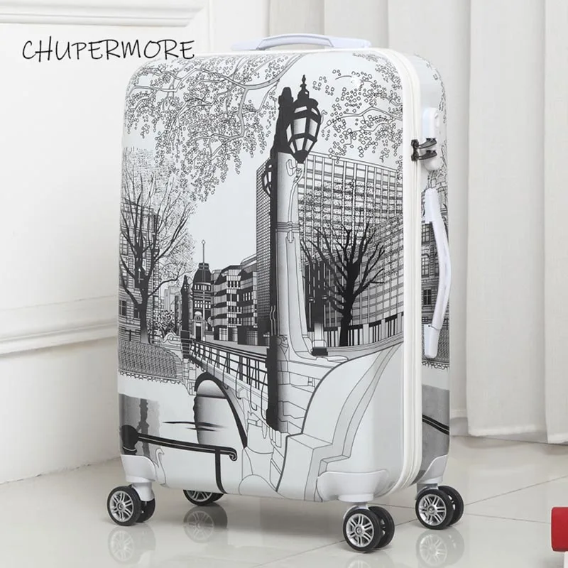 style 17 Chupermore модные креативные сумки на колёсиках для мужчин чемодан колеса 20 дюймов женские дорожные сумки пароль тележка - Цвет: style 17