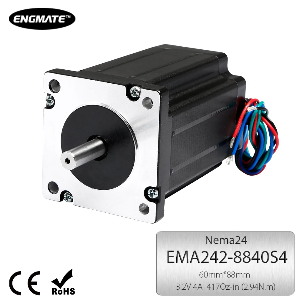 ENGMATE DIY Часть Nema 24 Шаговый Мотор с Удерживающим Моментом 417Oz In EMA242 8840S4|Шаговый