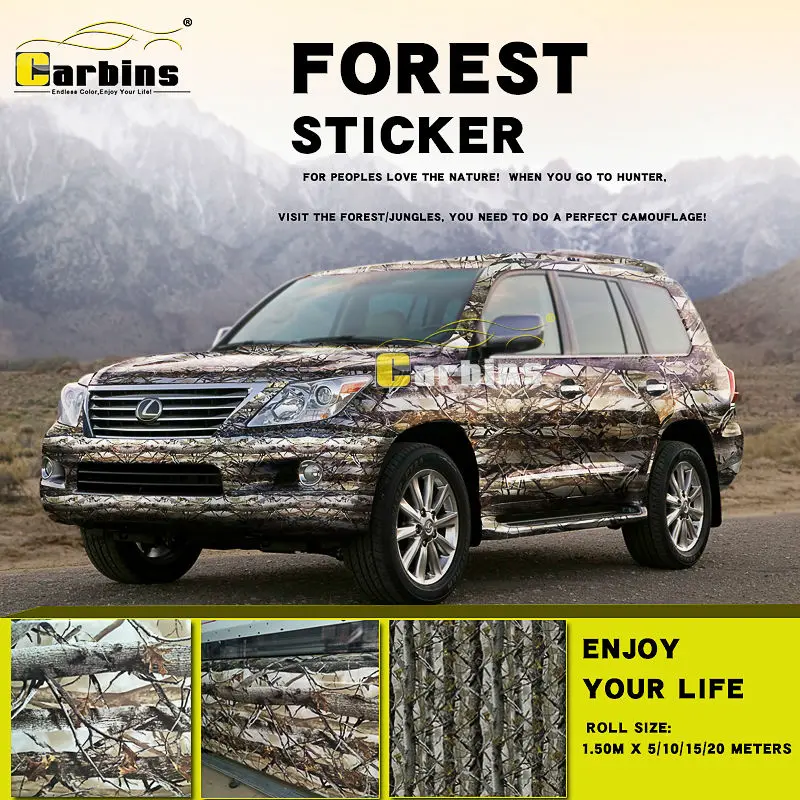 Виниловая камуфляжная наклейка в машину виниловая пленка виде лесных листов