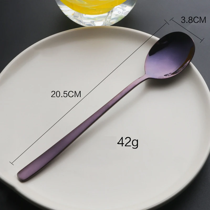 7 цветов ложки из нержавеющей стали с ложка с длинной ручкой розовое золото ложка для супа для мороженого обеденные Ложки Посуда для риса/салата