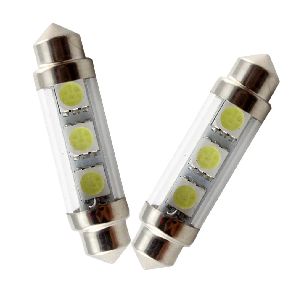 100 шт./лот 36 мм 39 41 C5W Festoon Dome 5050 3 SMD 3LED со стеклянной крышкой Авто интерьерная лампа