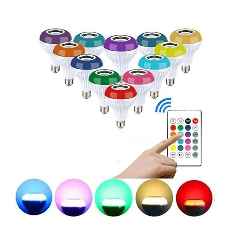 2018 Новый E27 Беспроводной Bluetooth Динамик + 12 Вт RGB лампа светодиодный светильник 110 В