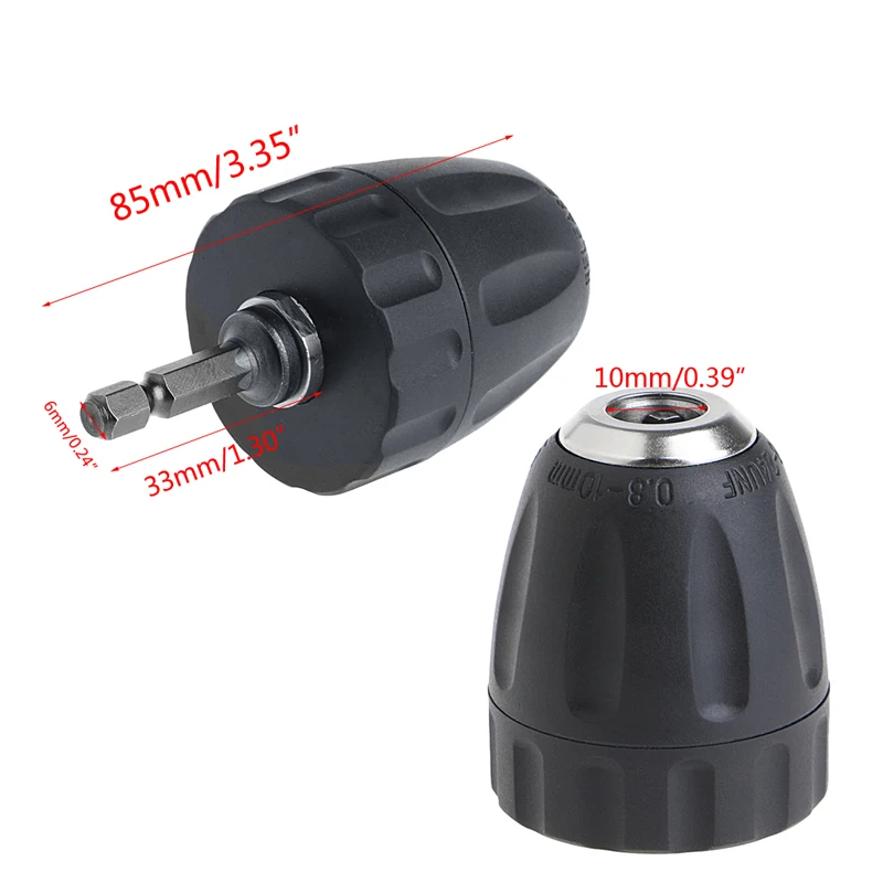 

1Set 0.8-10mm Keyless Drill Chuck Converter 3/8" 24UNF with 1/4" Hex Shank SDS Adaptor