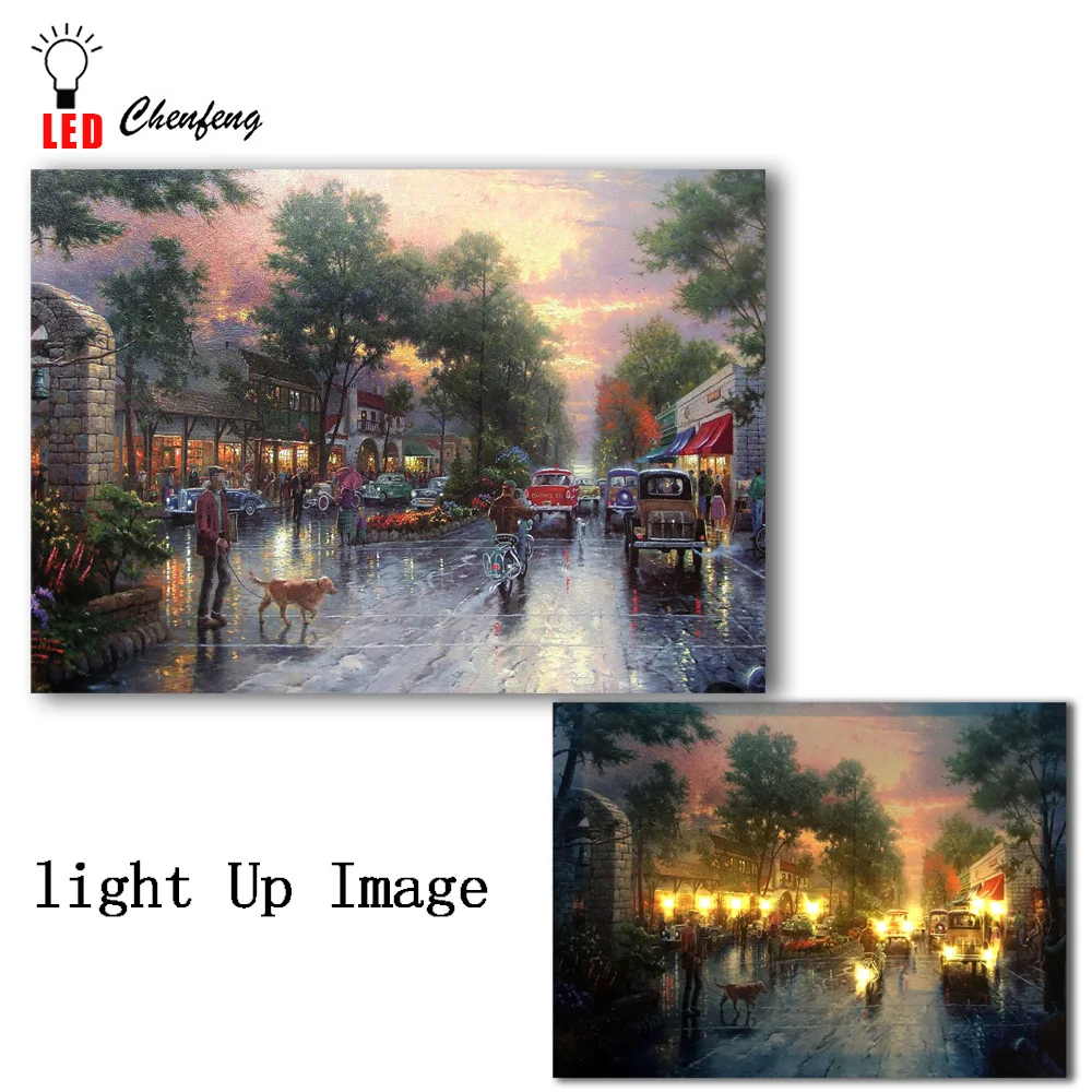 Led холст печать городской уличный автомобиль на Авеню закат пейзаж Настенная