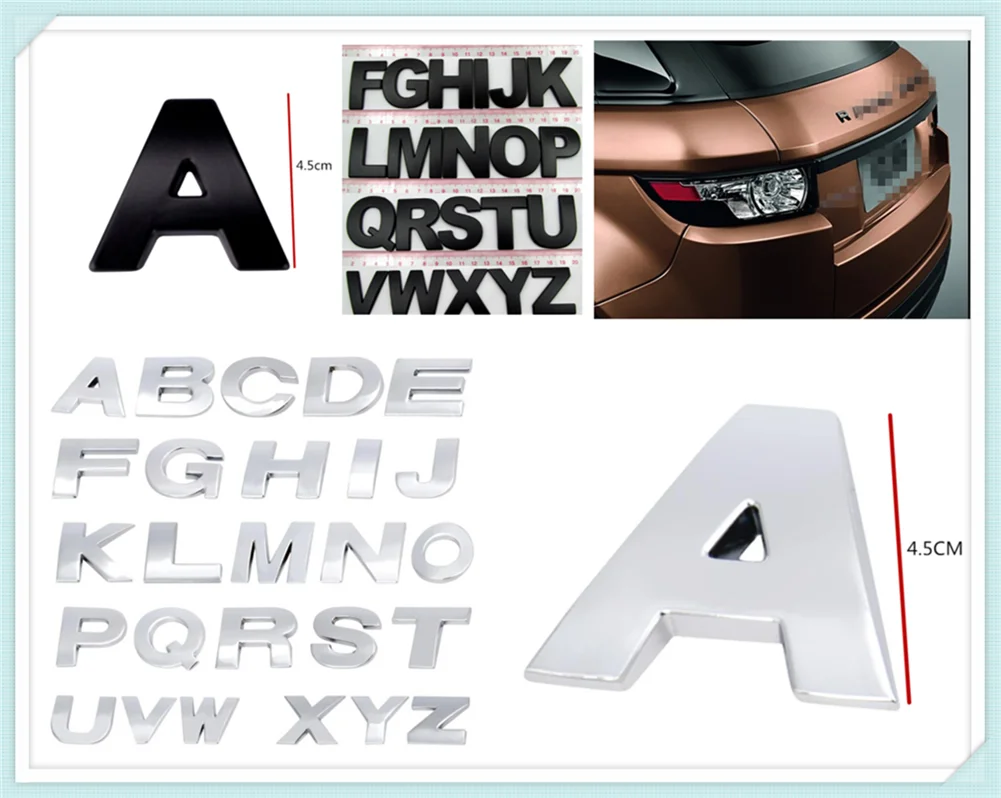 4 5 см Большой размер автомобильные металлические буквенно-цифровые английские