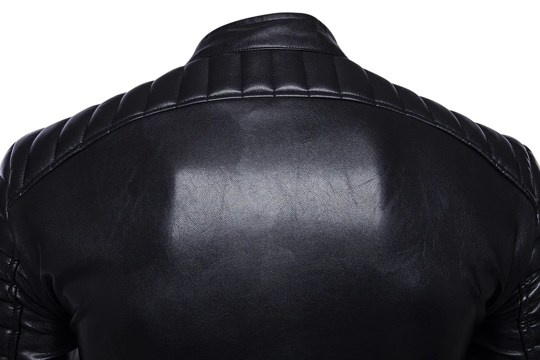 

2018 Brand Man Zipper Leather Jackets Pu Leather Motorcycle Leather Motorcycle Leather Jacket Men Black 5XL