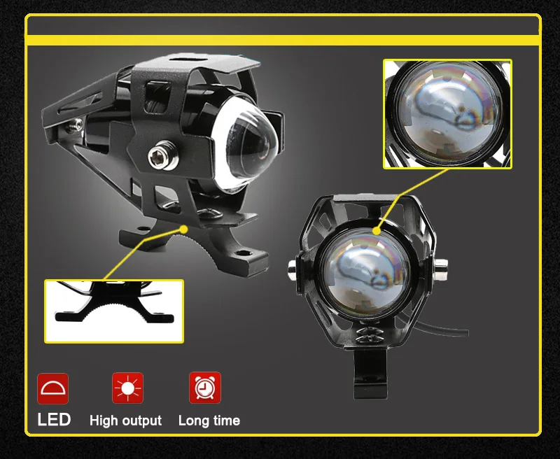 Led moto rcycle фара противотуманная точечная фара для скутера moto rbike moto rcycle передние фары лампы мопед 2 шт. мини U5 12 В мото свет