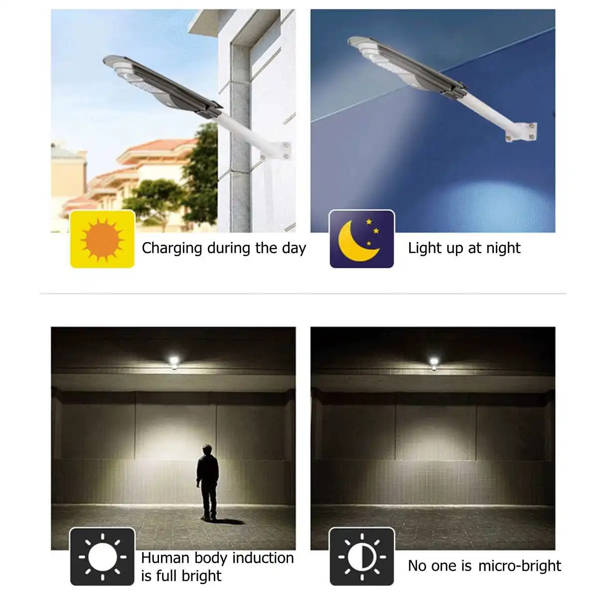 60/90/150W LED Wall Lamp IP65 Solar Street Light Radar motion 2 In 1 Constantly bright& Induction Solar Sensor Remote Control