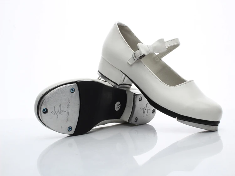 Детская обувь для танцев девочек кожаная с бантом женская новая Круглая Яркая