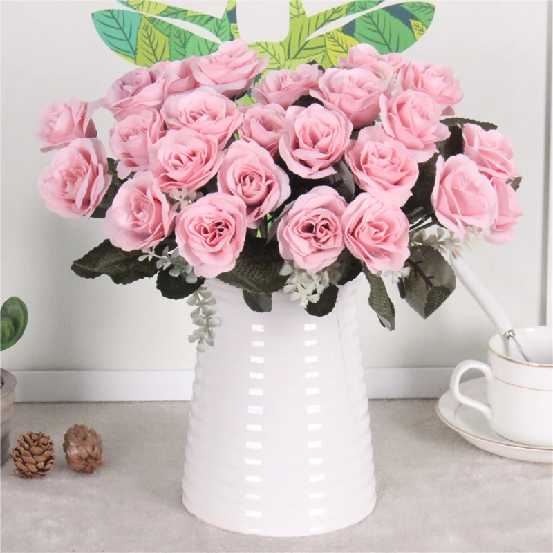 Европейский искусственный цветок 12 головок французская Роза для дома гостиной