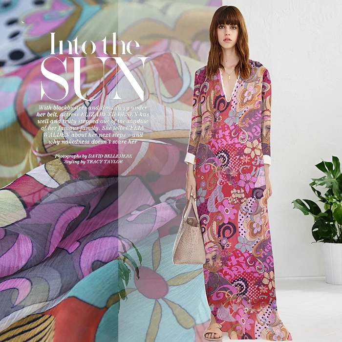 100% натуральный шелковый материал оранжевая пудра розовый Рисунок