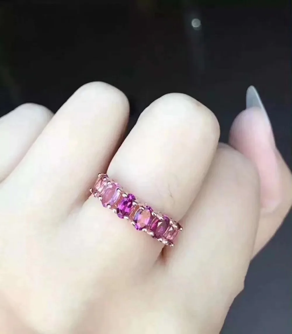 Fidelity Natural 3*5mm pink tourmaline Rings s925 sterling silver classic Permutations fine Jewelry for women gemstone | Украшения и
