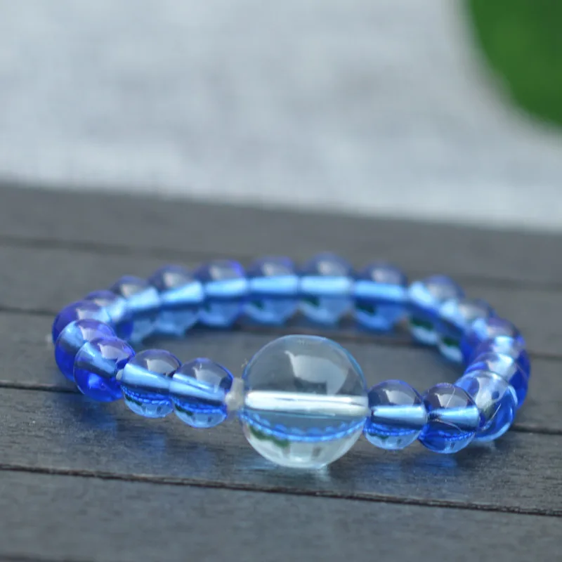 Женский браслет с большими бусинами голубые браслеты из бисера диаметром 10 мм