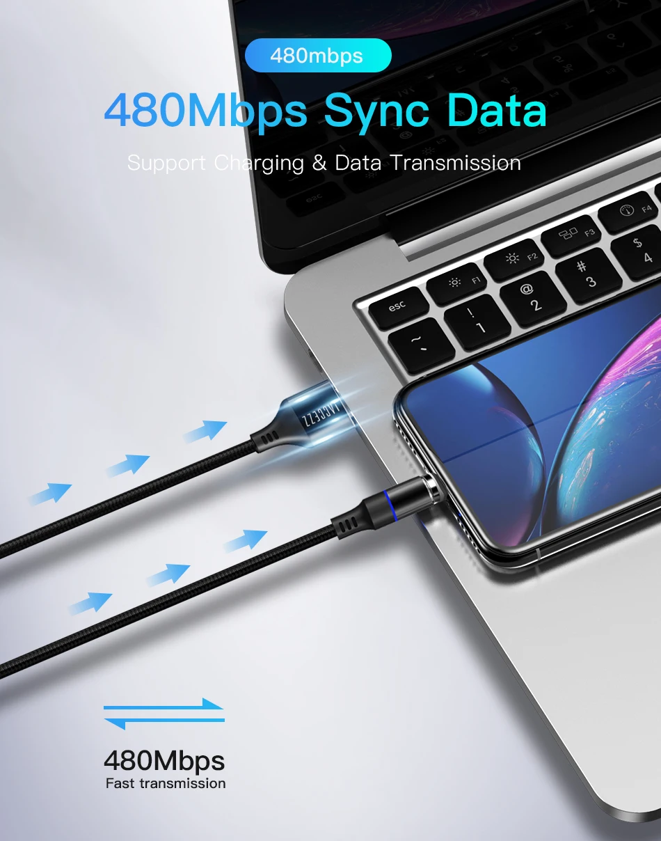 ACCEZZ Магнитный USB кабель Micro usb type C 3A Быстрая зарядка для iPhone XS X XR 7 MAX samsung S8 Магнитный зарядный кабель для передачи данных Шнур