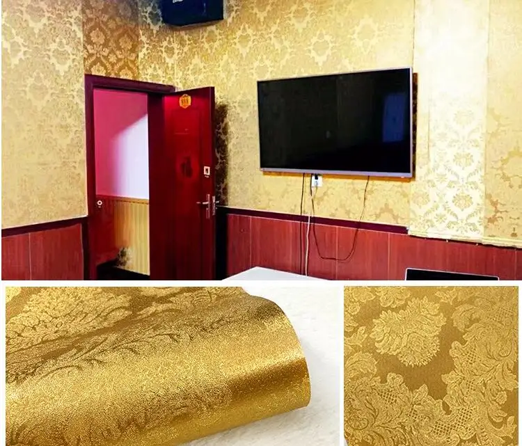 Beibehang Высококачественные золотые обои Золотая фольга Золото желтое серебро ktv отель ПВХ Гостиная матовый потолок потолочные обои - Цвет: 8702