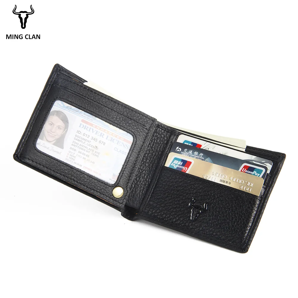 Брендовый мужской кошелек Mingclan из 100% натуральной кожи короткий мягкий
