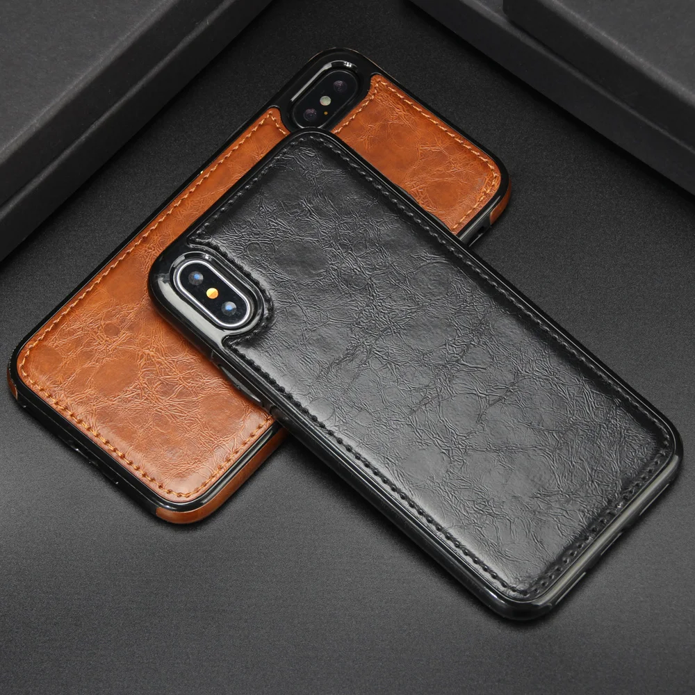 Винтажный чехол из искусственной кожи для iPhone X XS XR Max автомобильная магнитная
