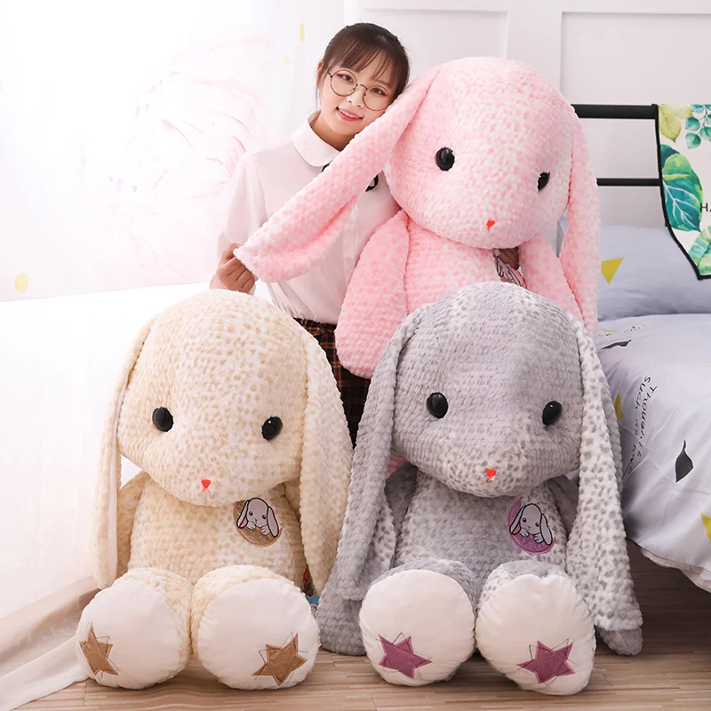 

BABIQU 1pc 75cm Cute Pineapple Grid rabbit Long Ear Plush Toy Personal Unique Soft animal stuffed doll Kawaii Gift for children