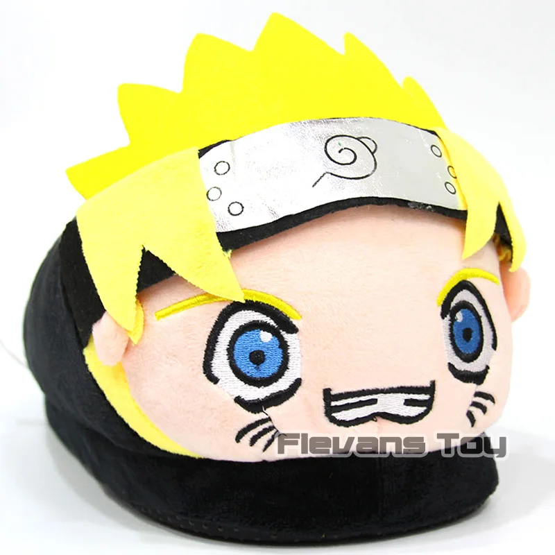 С рисунком Аниме Наруто Uzumaki Naruto плюшевые тапочки для мальчика Для мужчин зимние Теплая домашняя обувь мягкие игрушки