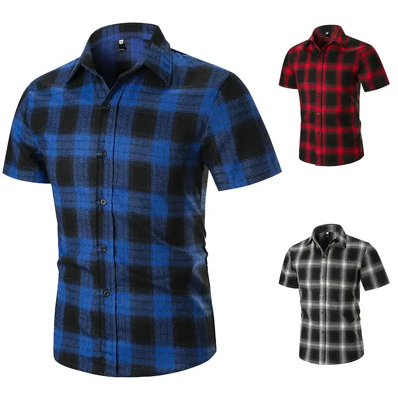 Льняные рубашки Мужская блузка одежда Camisa masculina летняя мужская рубашка в клетку