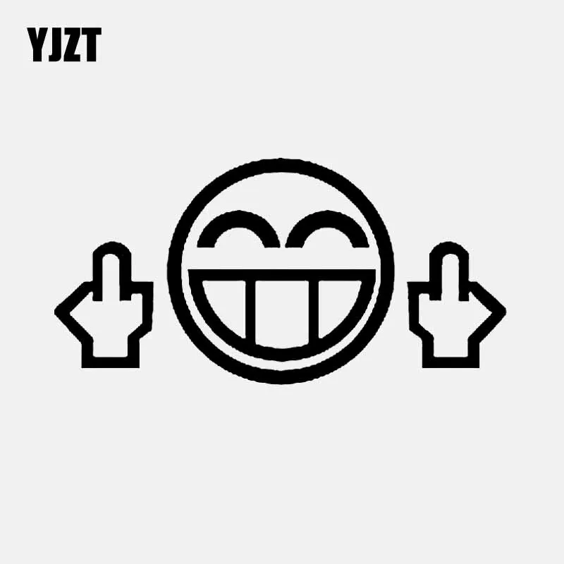 YJZT 14 2 см * 7 1 средний палец смешное лицо виниловая наклейка автомобильная