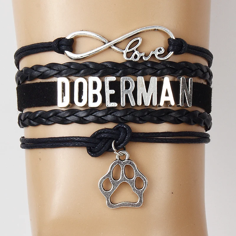(10 шт./лот) браслет Infinity Love DOBERMAN Paw с подвеской в виде щенка ювелирное изделие