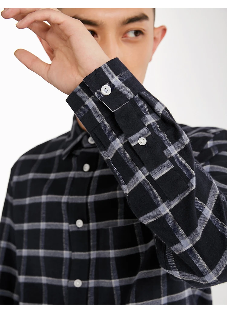 JackJones Мужская Осенняя эластичная хлопковая клетчатая рубашка с длинными рукавами 218405533