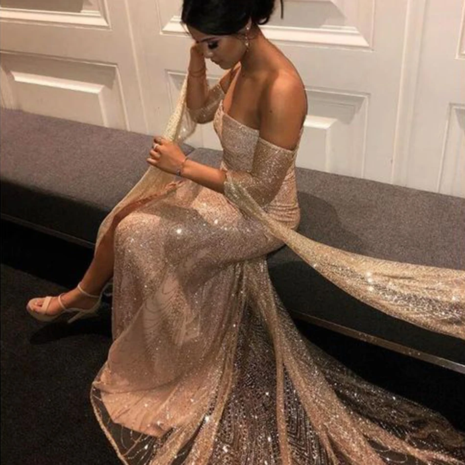 

DressBird Sexy Celebrity Party Dress Gold Sequins Dress Long Backless Dress Women High Slit Strapless Dresses Club Maxi Vestidos